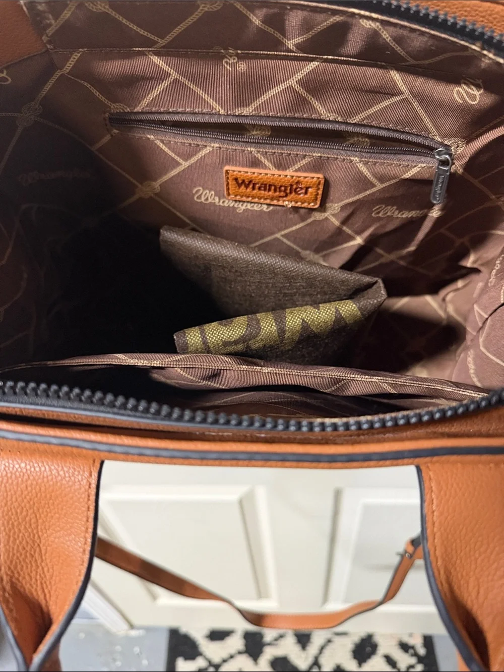 Wrangler Cognac Braided-Trim Tote